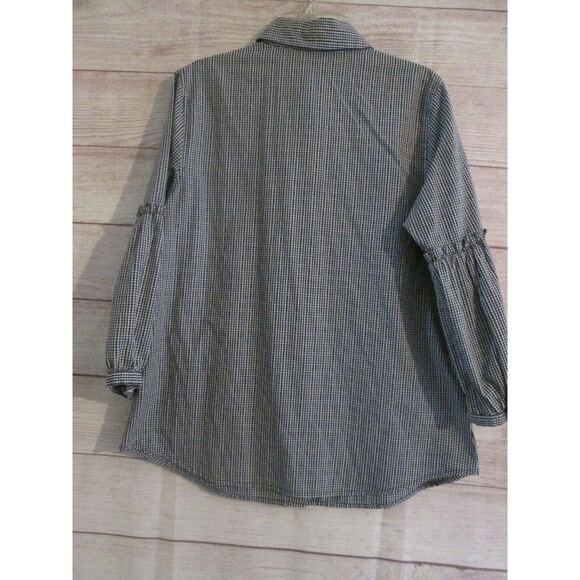 Van Heusen Button Down Shirt Size X Small Checkered Black White 3/4 Sleeve - Picture 3 of 3